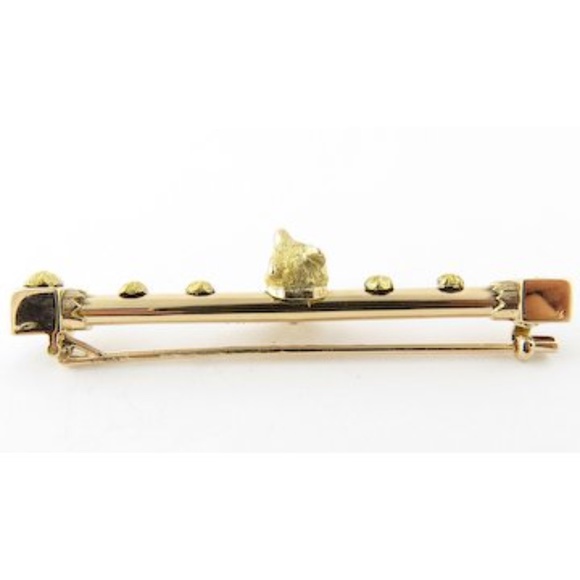 Antique Victorian 14 Karat Yellow Gold Fox Bar Pin #4198 - Picture 7 of 8